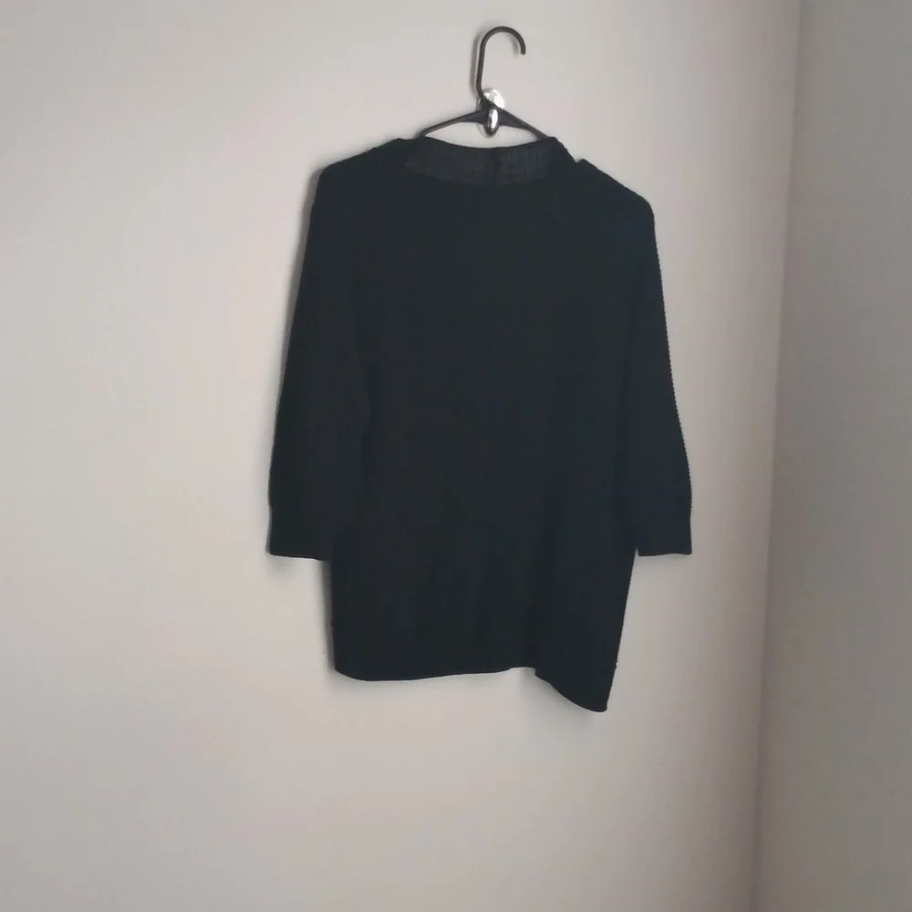Thesis Cardigan Women M Black Knit Sweater Layering Versatile Church Office Y2K